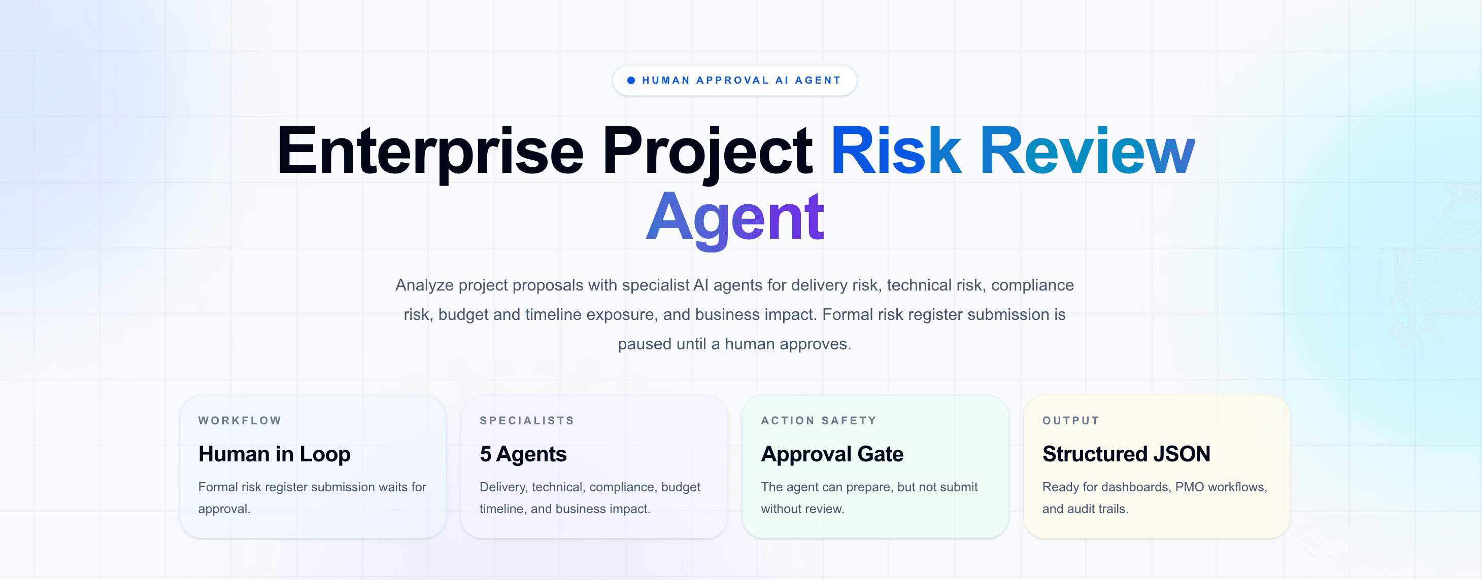 Enterprise Project Risk Review Agent with Human Review dashboard