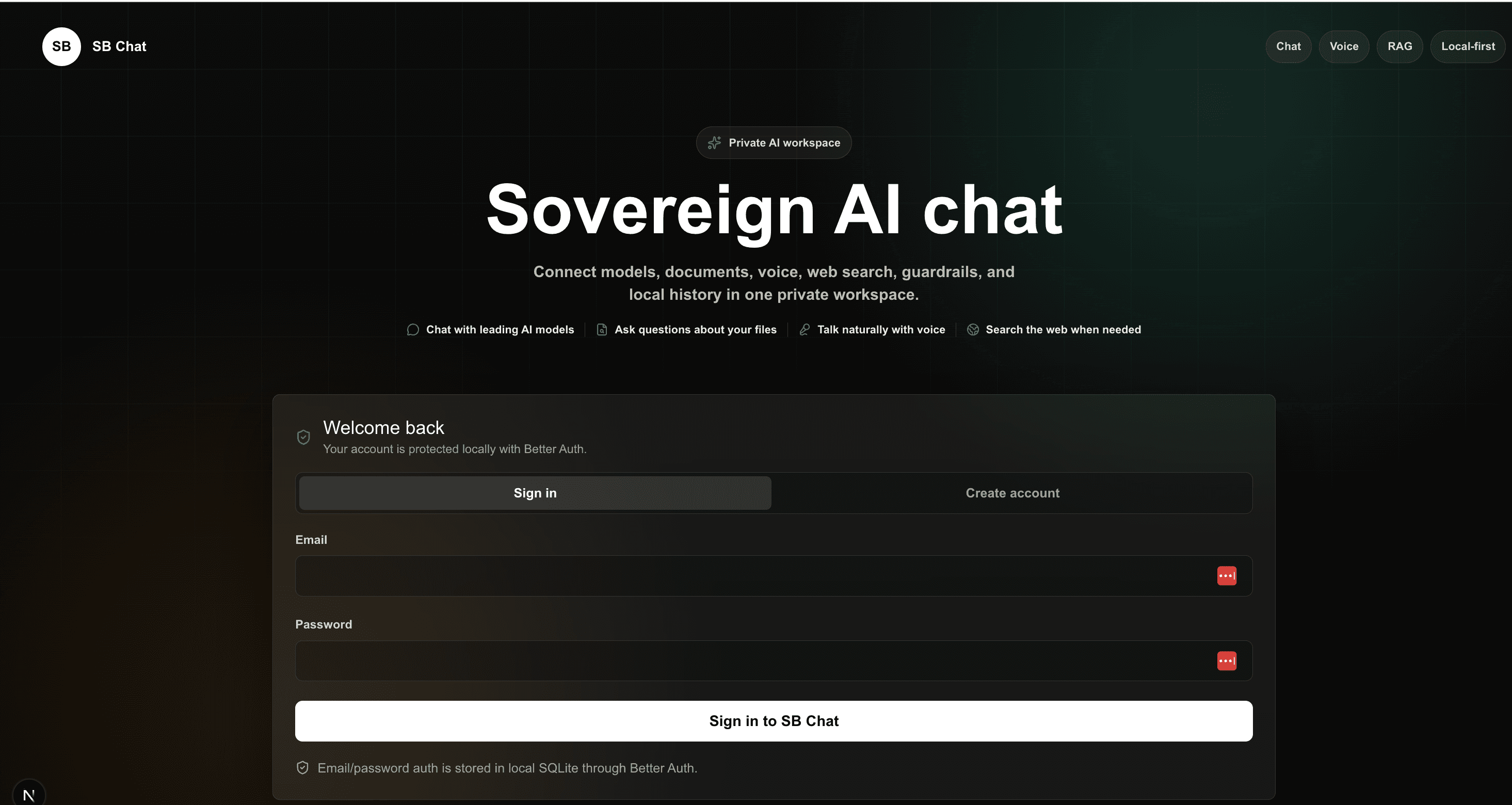 Batuk sovereign AI chat homepage screenshot