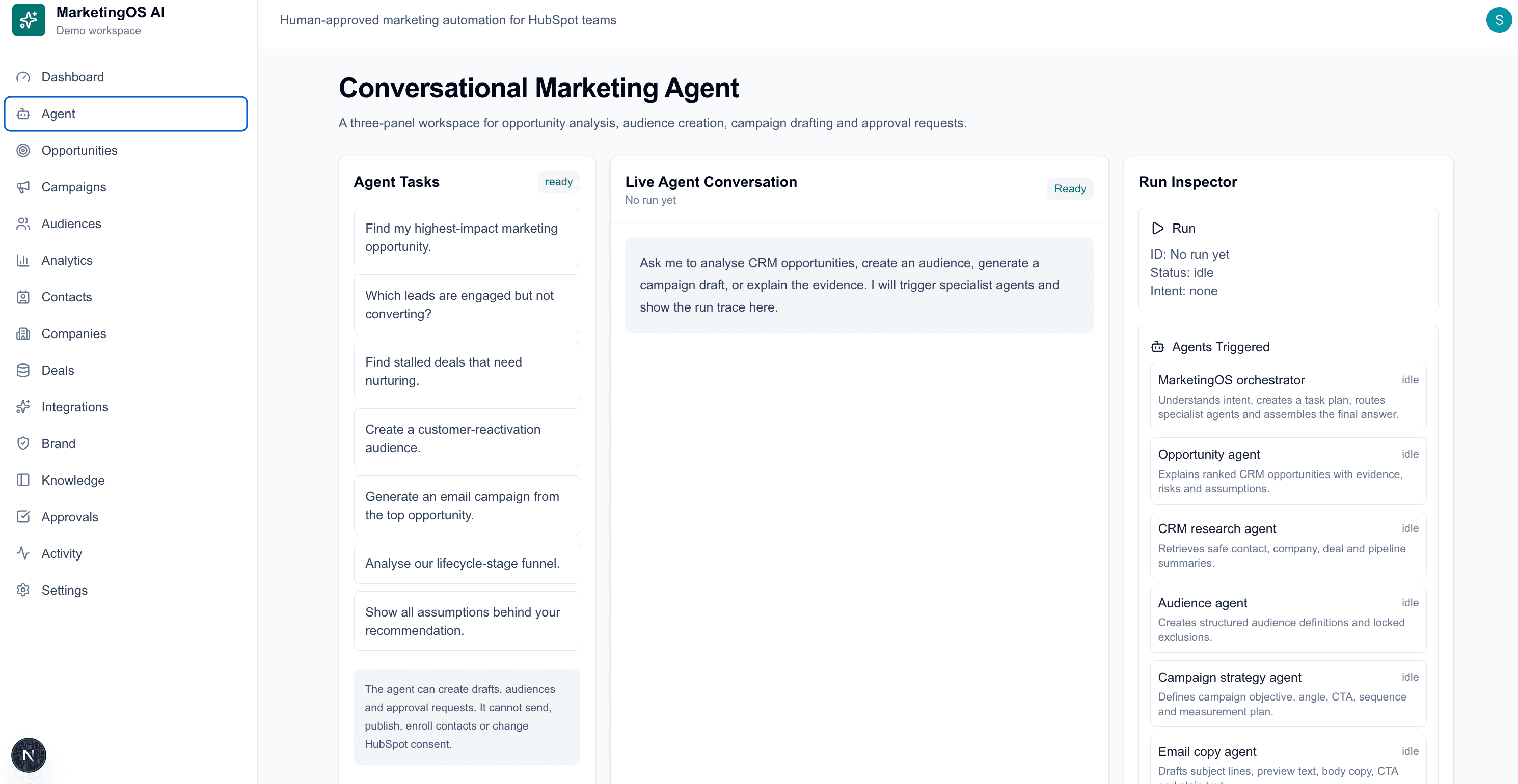 AI Agents for Marketing workspace screenshot